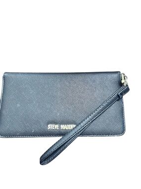 Steve Madden Dark Blue Textured Wristlet with Gold Logo